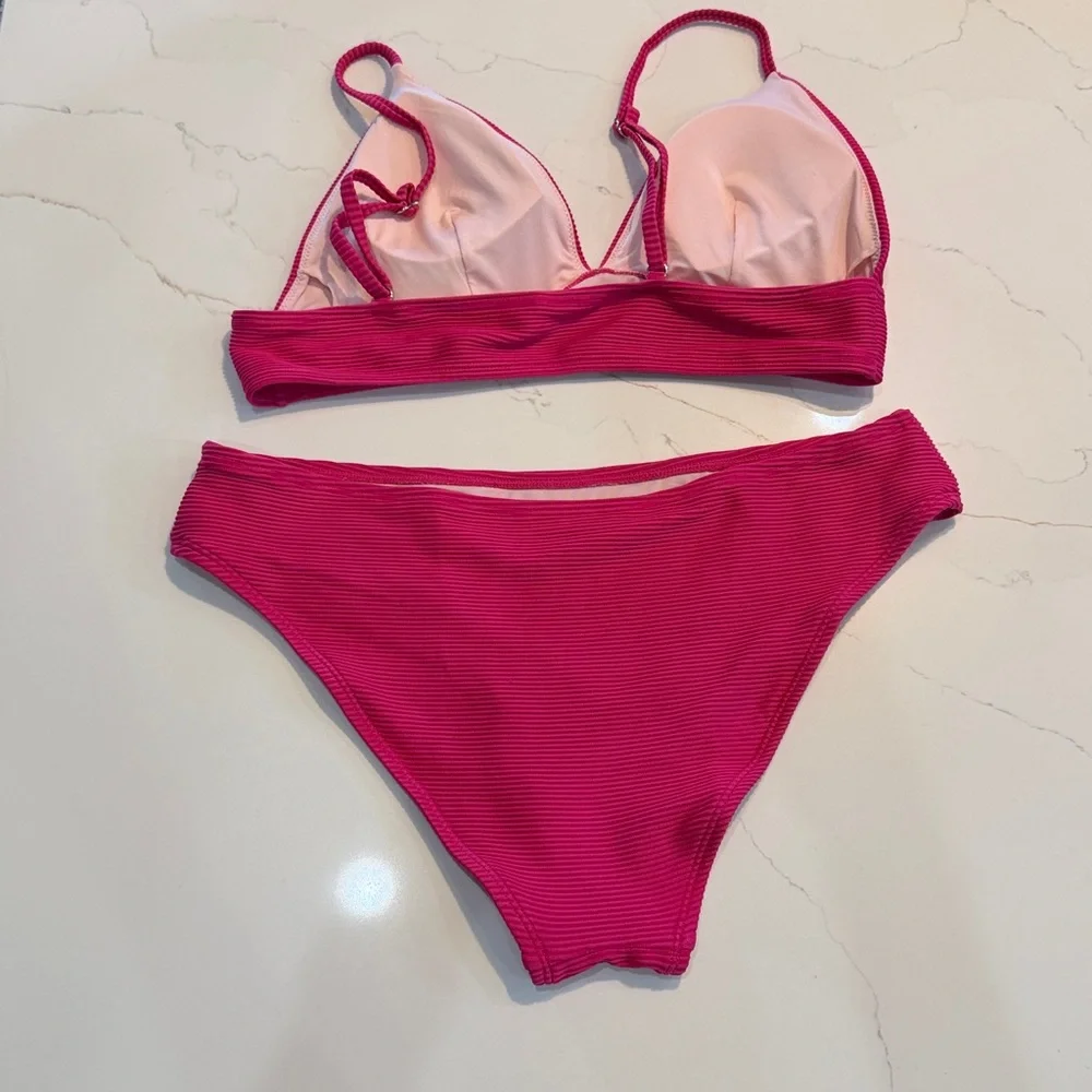 Hot Pink Ribbed Bikini Set - Picture 6 of 8